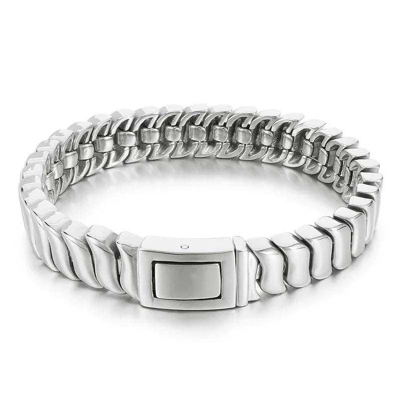 Cuba stainless steel heavy bracelet for men biker style bracelet D4-K - CIVIBUY