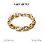 Classic Stainless Steel Chain Link Bracelet baroque carving Bracelets Men's Bracelets - CIVIBUY