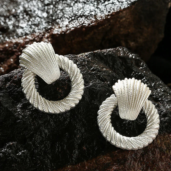 Vintage Textured Gold Plated Door Knocker Post Earrings 【5Pack】