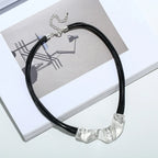 Black Leather Chokers chunky Necklace for women pendant Jewelry - CIVIBUY