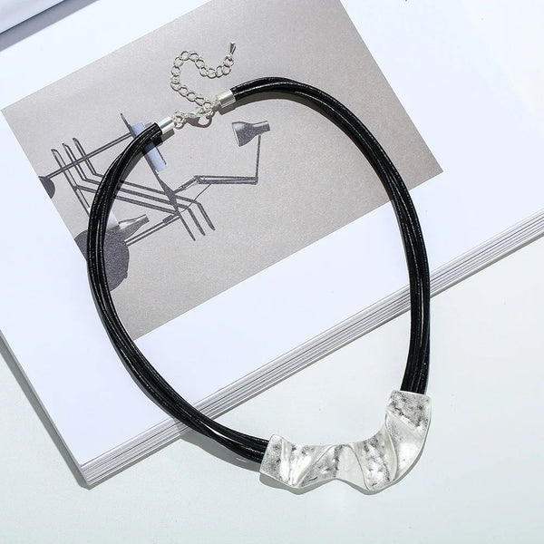 Black Leather Chokers chunky Necklace for women pendant Jewelry