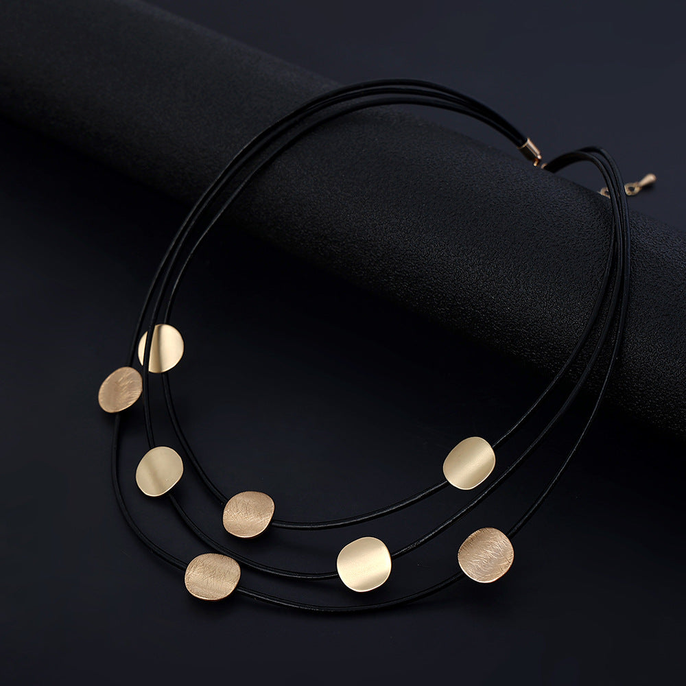 Gold Layer Necklace for Women Collar Necklace Disc Minimalist Necklace - CIVIBUY