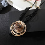 Gold Adjustable Cord Stone Gold Pendant Necklace - CIVIBUY