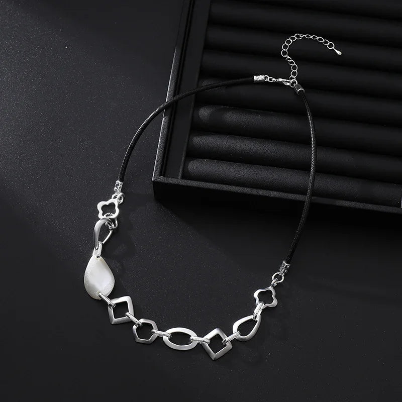 Unique beaded drop necklace sterling silver necklaces for women - CIVIBUY
