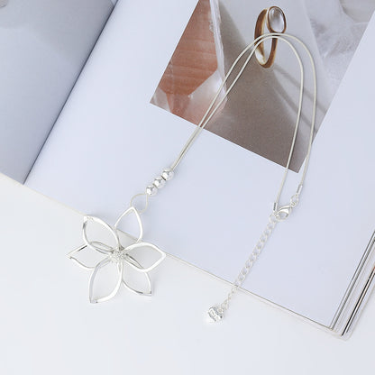 Chain Necklace for Women Fashion Jewelry Silver Gold Flower Pendant Chokers - CIVIBUY