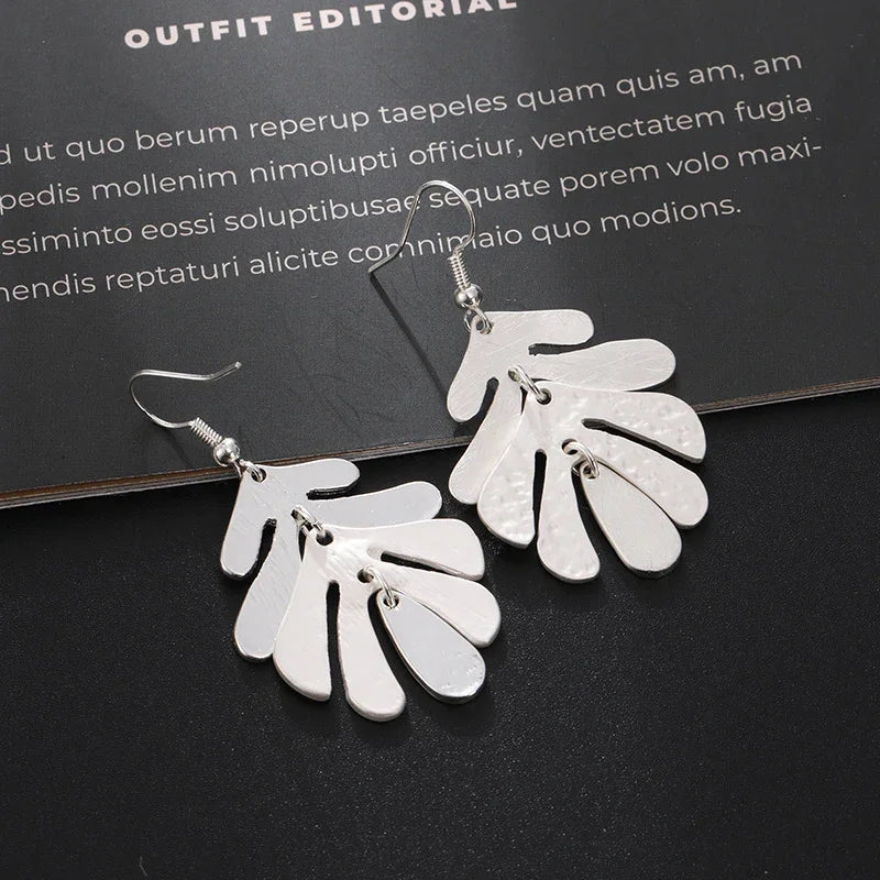 Fish Cast Resin Leaf Leaves Drop Dangle Dagling Hook Earrings - CIVIBUY