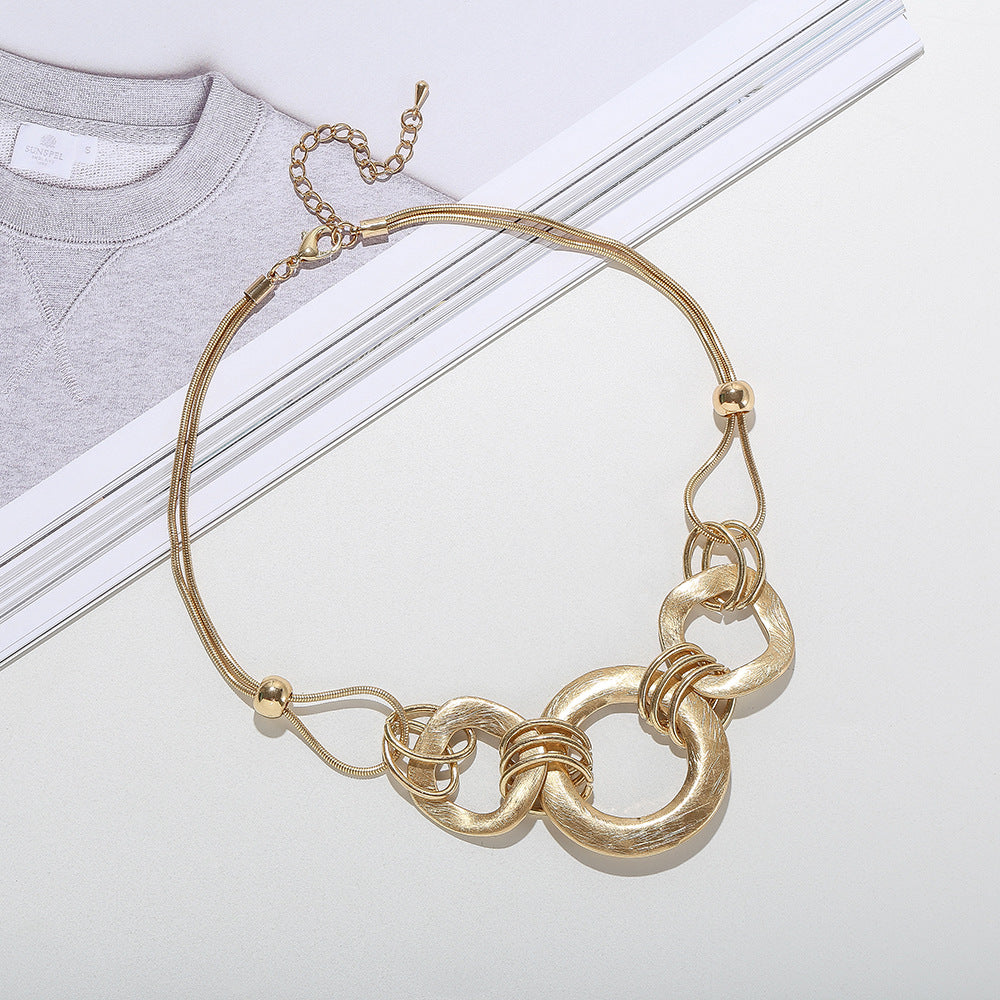 Gold Plated Circle Elegant Necklace Lightweight for Women Girls Ladies - CIVIBUY
