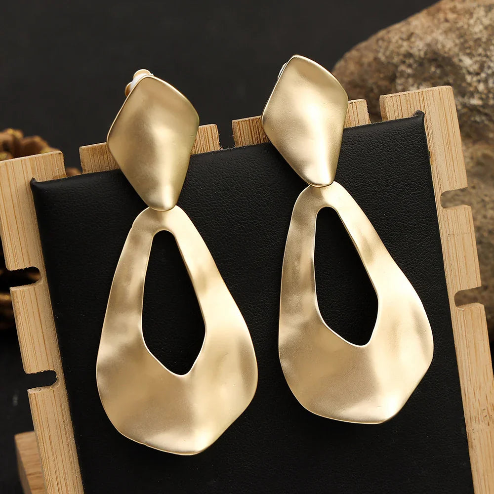 Gold Harmmered Clip On Earrings for Women - CIVIBUY