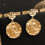 Gold Harmmered Round Earrings for Women - CIVIBUY