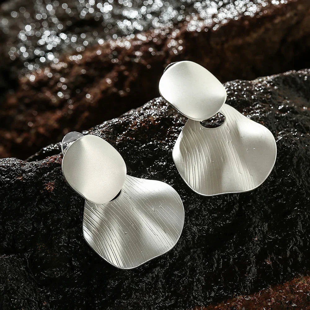 Matte Gold Dangle Earrings for Women Big Drop Earrings - CIVIBUY