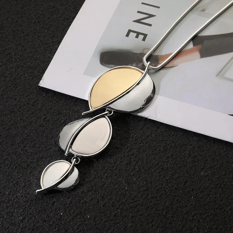 Vintage Long Collars Chains Suspension Leaves Pendants Geometric Gothic Jewelry - CIVIBUY