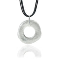 Vintage 17" Necklace Sterling Silver 925 Black Leather With silver Circle - CIVIBUY