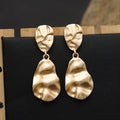 Gold Plated Molten Irregular Freshwater Drop Earrings - CIVIBUY