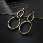 matte gold or silver hammered wide cutout odd shaped earrings - CIVIBUY