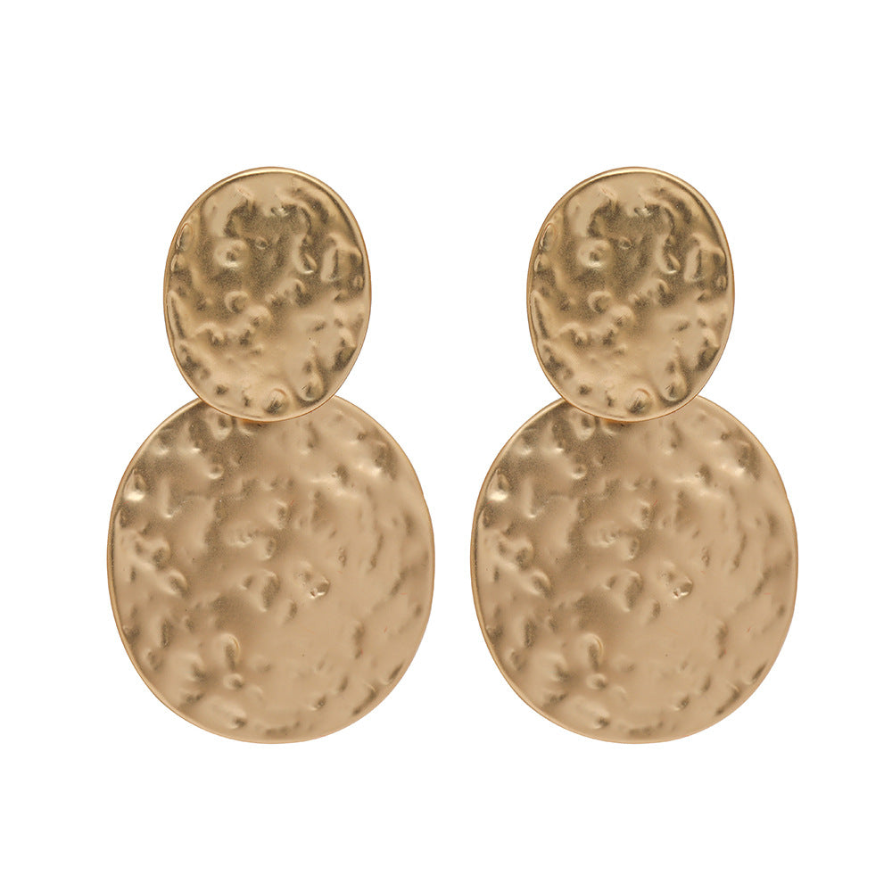 Double Disk Textured Earrings - CIVIBUY