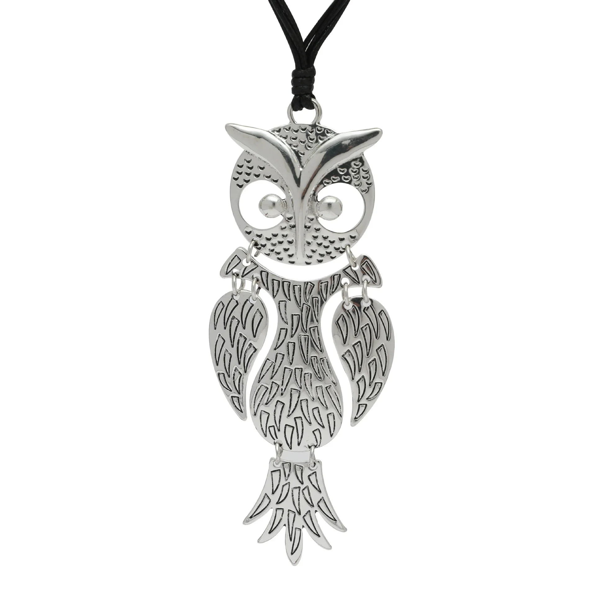 Articulated Owl Pendant Necklace Pendant-Sterling silver long chain - CIVIBUY