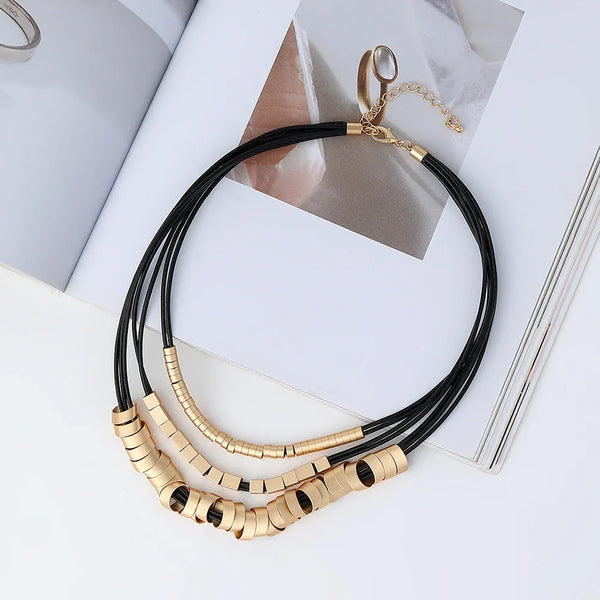 STRIKING GOLD AND SILVER COLLAR NECKLACE