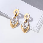Contemporary Almond Shaped Gold Tone Hoop Earrings - Lightweight Alloy - CIVIBUY