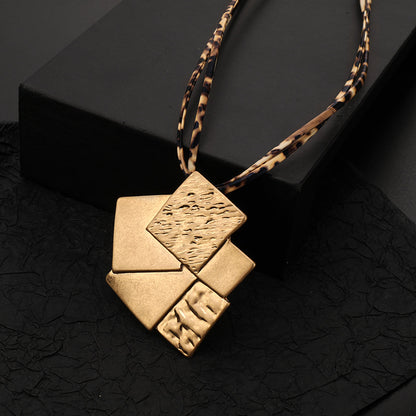 Women Chain Necklace Gold Plated Rectangular Pendant Necklace Mountain Card - CIVIBUY
