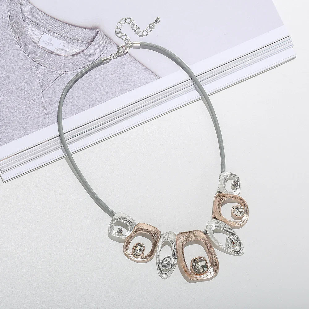 Large diamond Plated Pendant Beads Necklace - CIVIBUY