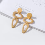 Matte Gold Dangle Earrings for Women Big Drop Earrings Long Geometric Statement Earrings - CIVIBUY