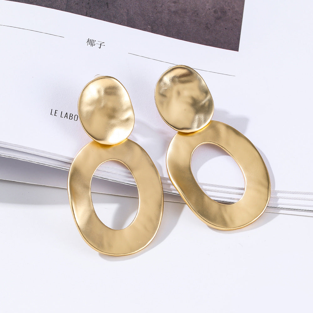 Matte Gold Dangle Earrings for Women Big Drop Earrings for Women - CIVIBUY