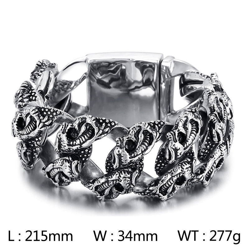 Crusoe Bracelets For Men skull steel bracelet - CIVIBUY