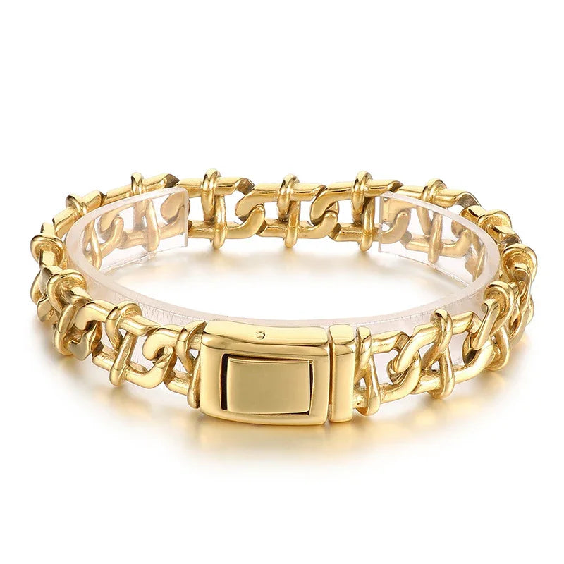 Classic Stainless Steel Chain Link Bracelet Heavy motor Wristband Men's Bracelets - CIVIBUY