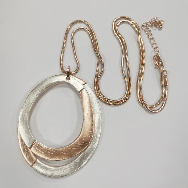 Two Circle Pendant Gold Circle Pendant Gold Round Pendant 18 Inches - CIVIBUY