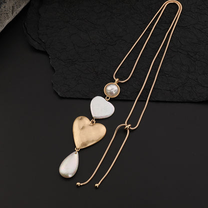Gold Heart Pendant Necklace Tri Color Heart Charm Necklace - CIVIBUY