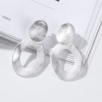Matte Gold Silver Geometric Harmmered Clip On Earrings for Women - CIVIBUY