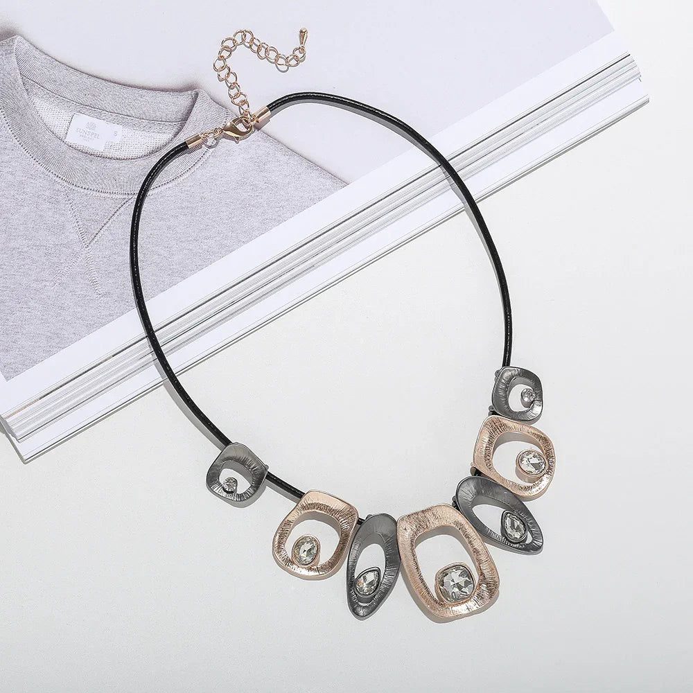 Large diamond Plated Pendant Beads Necklace - CIVIBUY