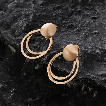 Matte Gold Silver Large Clip On Earrings for Women Statement Earrings - CIVIBUY