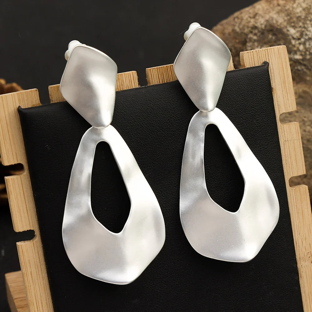 Gold Harmmered Clip On Earrings for Women - CIVIBUY