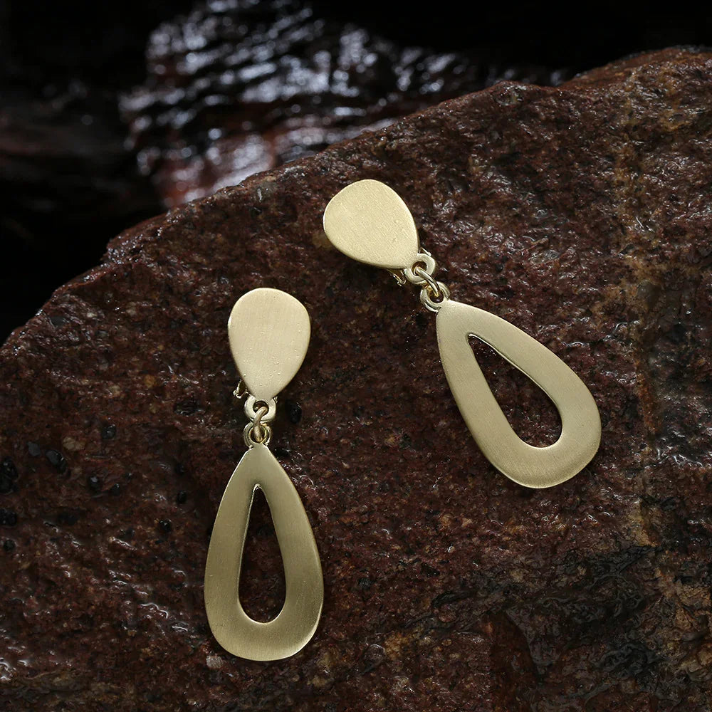 Stainless steel 18k gold plated hoops with rectangle earrings for her - CIVIBUY