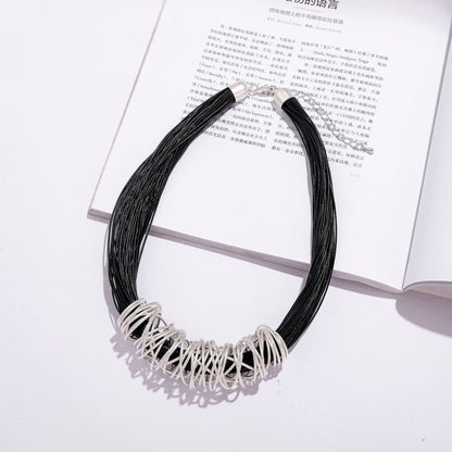Multilayer Leather Rope Chokers Necklace Elegant Fashion - CIVIBUY