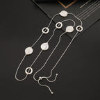 Silver Long Necklaces for Women Fashion Double Layered Sweater Chain - CIVIBUY
