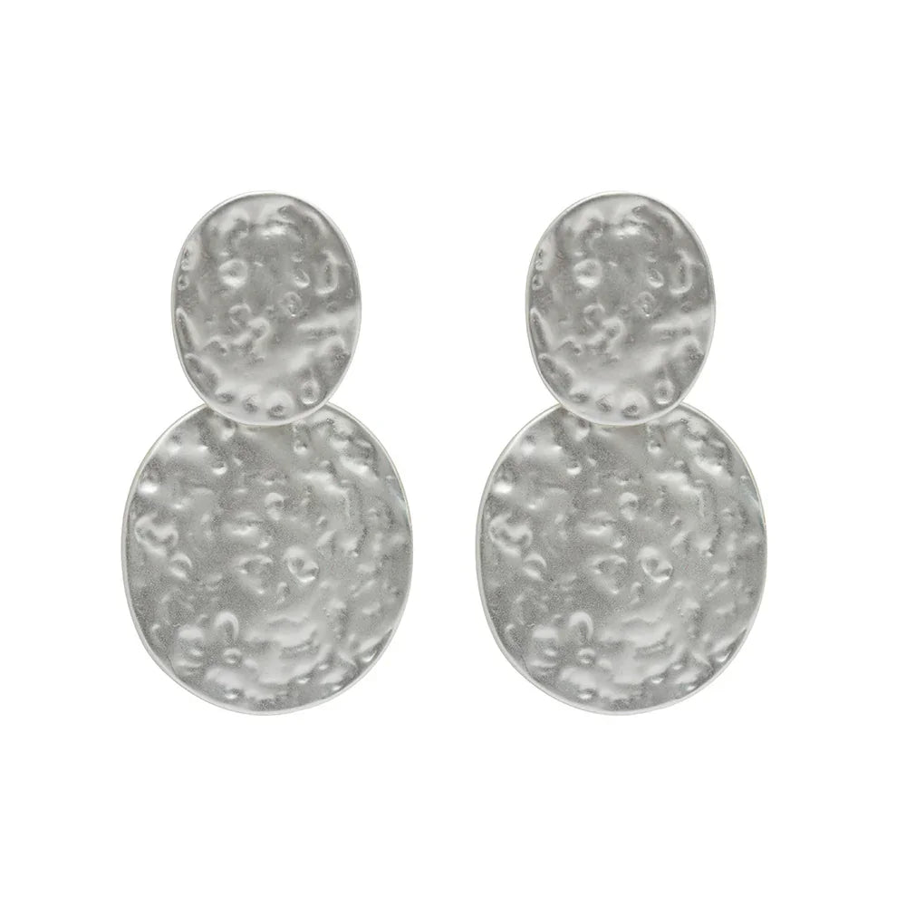 Double Disk Textured Earrings - CIVIBUY
