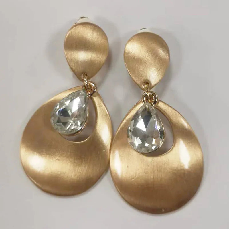 Matte Gold Vintage Clip Drop Earrings for Women Gift for Mom - CIVIBUY