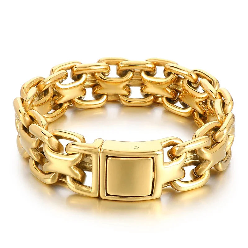 Heavy Motorcycle Double Link Chain Fashional Retro Strong Man Bracelet Gift - CIVIBUY