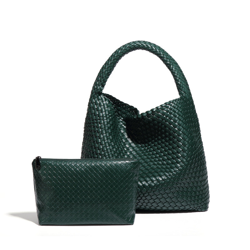 Woven Bag for Women Tote Bag Handbag Purse Retro Handmade Bag Set,Pu leather - CIVIBUY