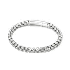 Men’s 6mm Stainless Steel Chain Bracelet – Matte Black Box Link Design 【wholesale】