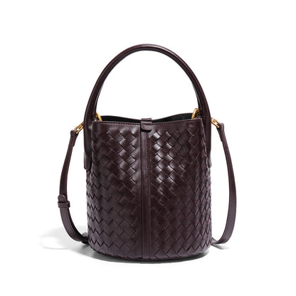 Leather Woven Bucket Bag for Women Pu Leather Handwoven bag Gift for women