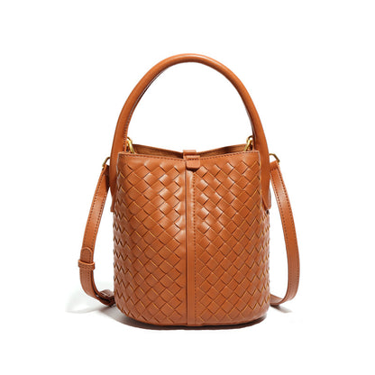 Leather Woven Bucket Bag for Women Pu Leather Handwoven bag Gift for women