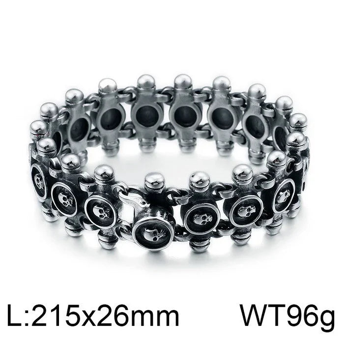 Retro Punk Rivet Bracelet – Heavy Metal Button Chain Design for Gothic & Rock Style,8.7INCH