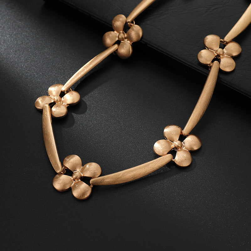 Matte Rose Gold Brass Flower Necklace - Dainty Party Gifts & Wholesale