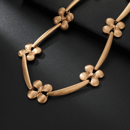 Matte Rose Gold Brass Flower Necklace - Dainty Party Gifts & Wholesale