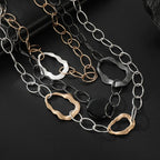 Gold Plated Mirror Enameled Layered Chain Necklace