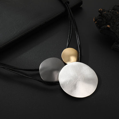 Multi Circles Pendant Chokers Long Leather Necklace for Women Jewelry Trendy Chunky Original Design Jewlry