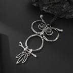 Silver plated statement necklace featuring a large owl pendant. Eye-catching and unique—ideal for boho or vintage-inspired collections.